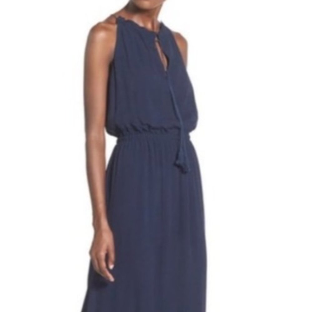 Madewell Tassel-Tie Maxi Dress Size 4 Navy Blue
